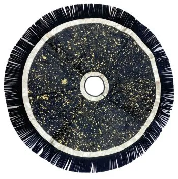 Cowhide Leather Christmas Tree Skirt - Gold Acid Wash
