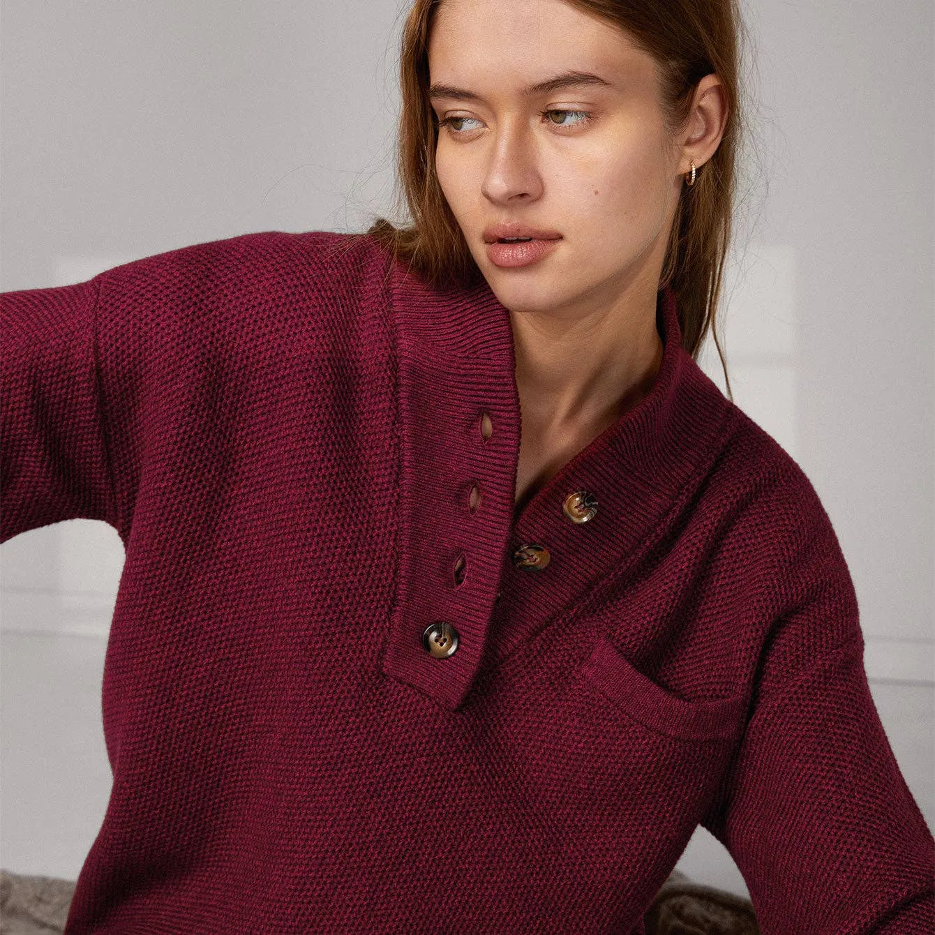 Cozy Cotton Silk Pocket Henley