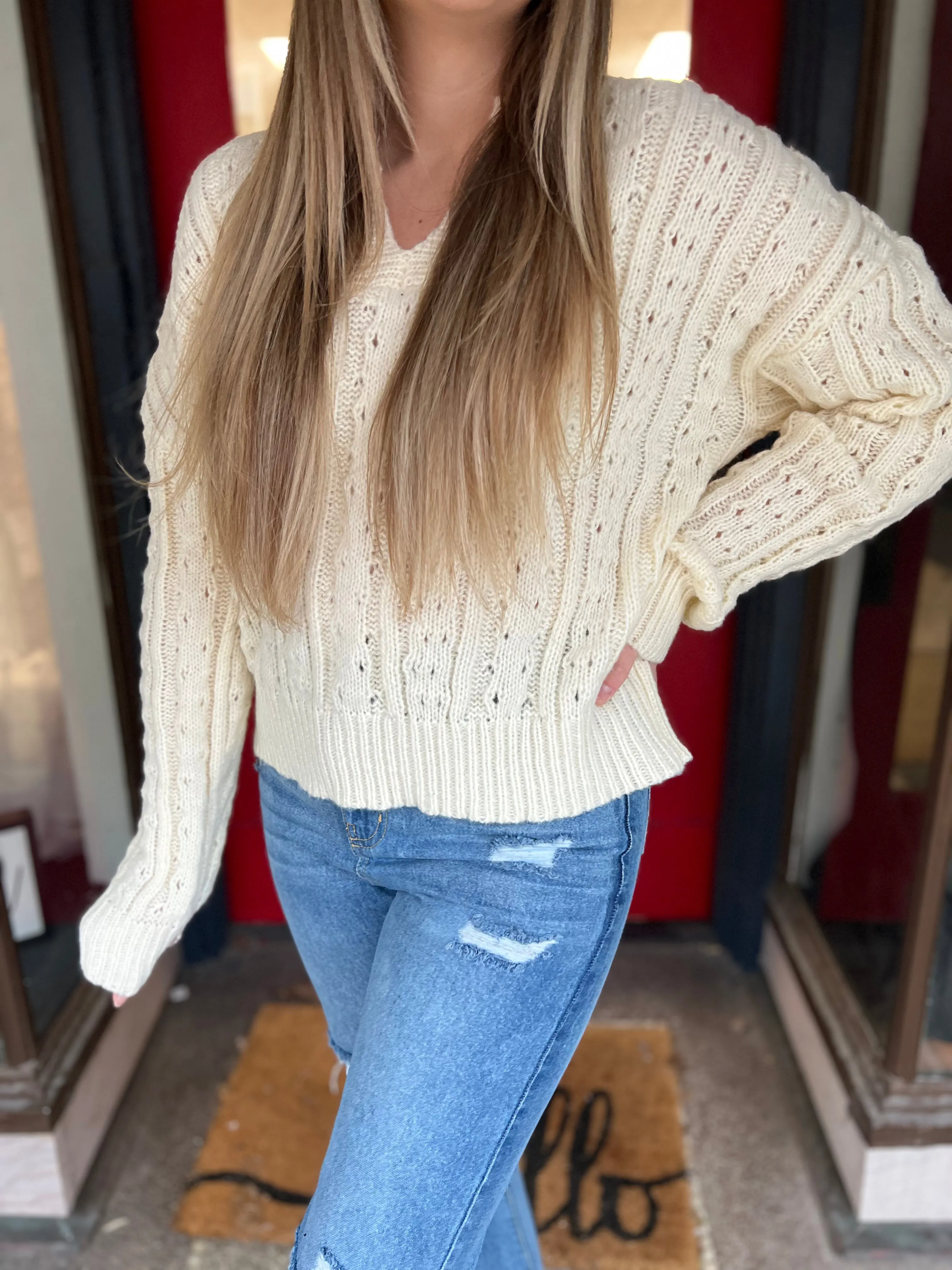 Cream Cable Knit Sweater
