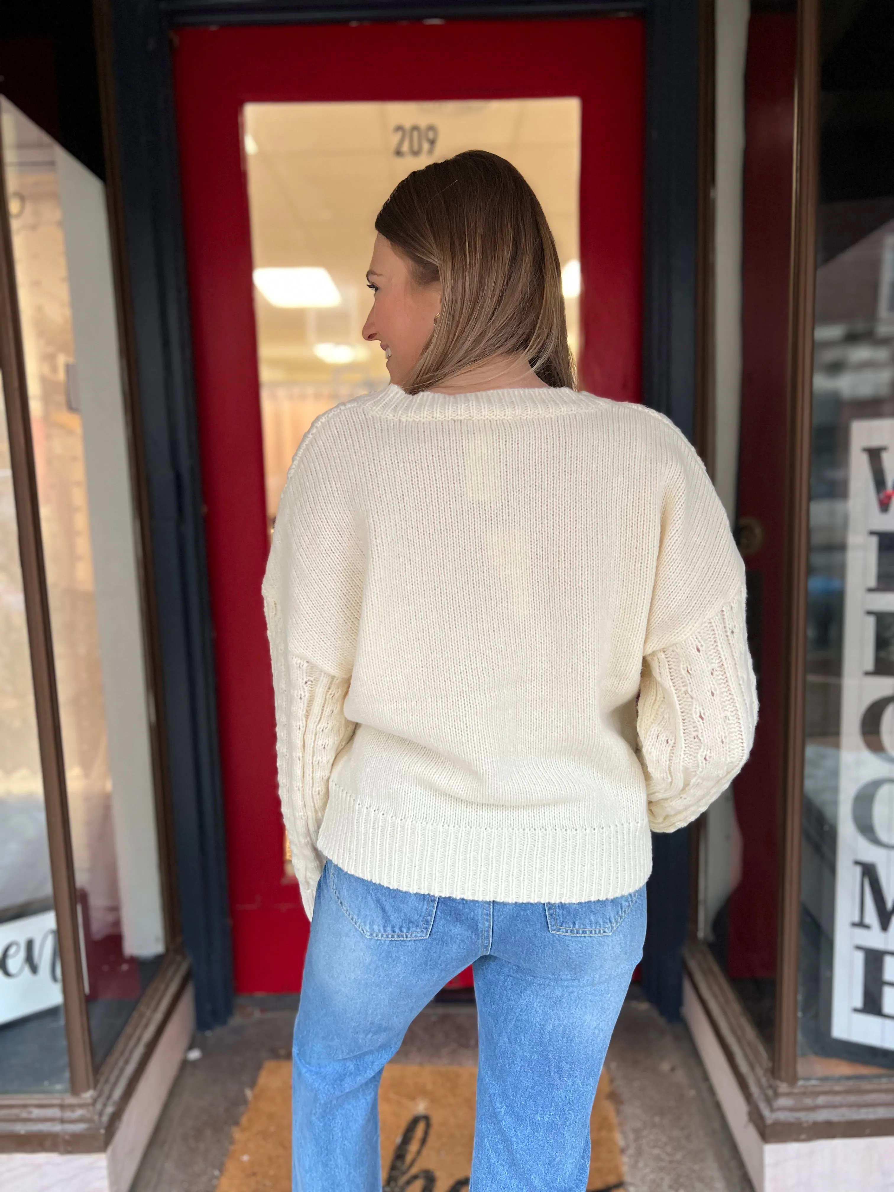 Cream Cable Knit Sweater