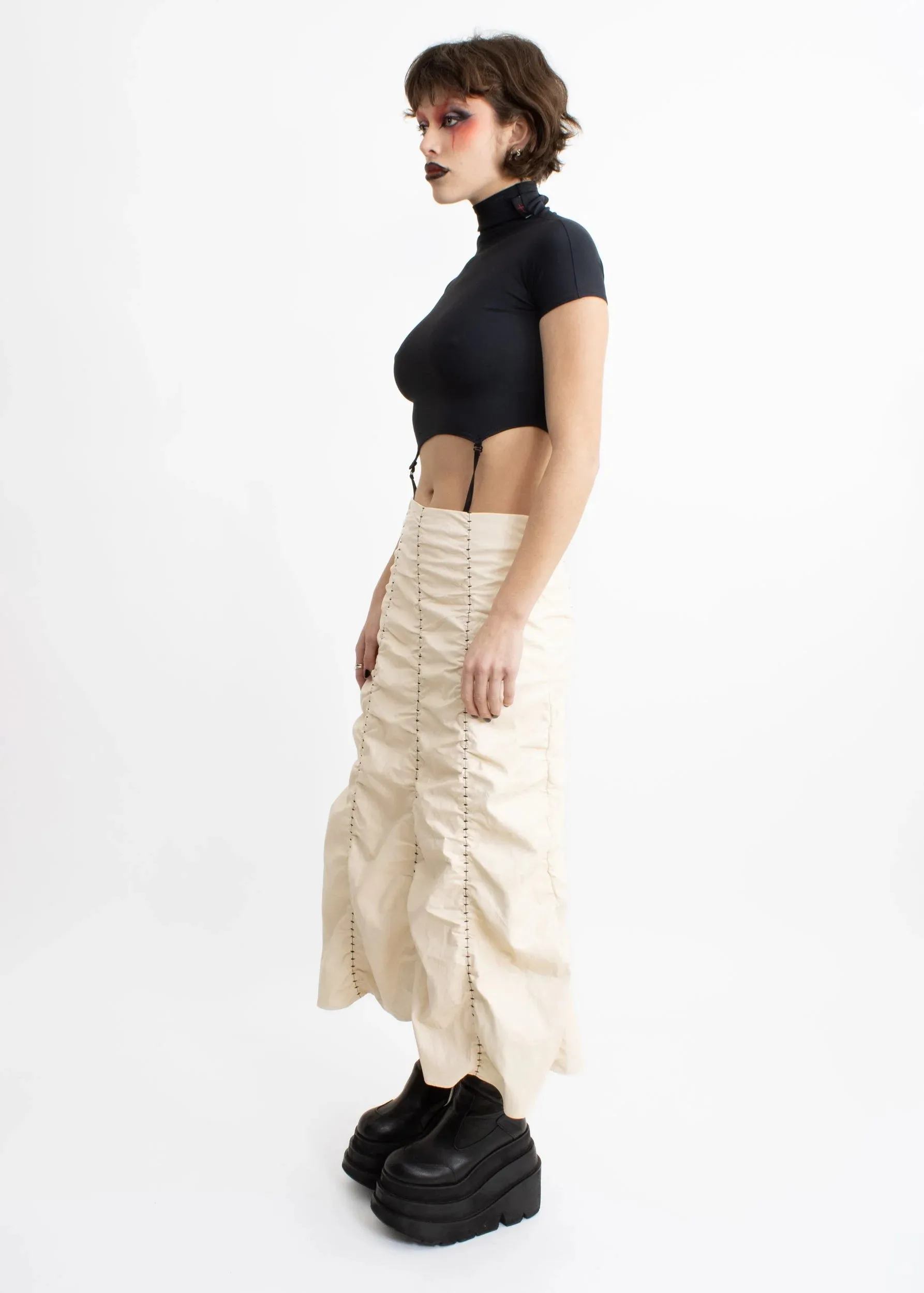 Crease faux leather maxi skirt