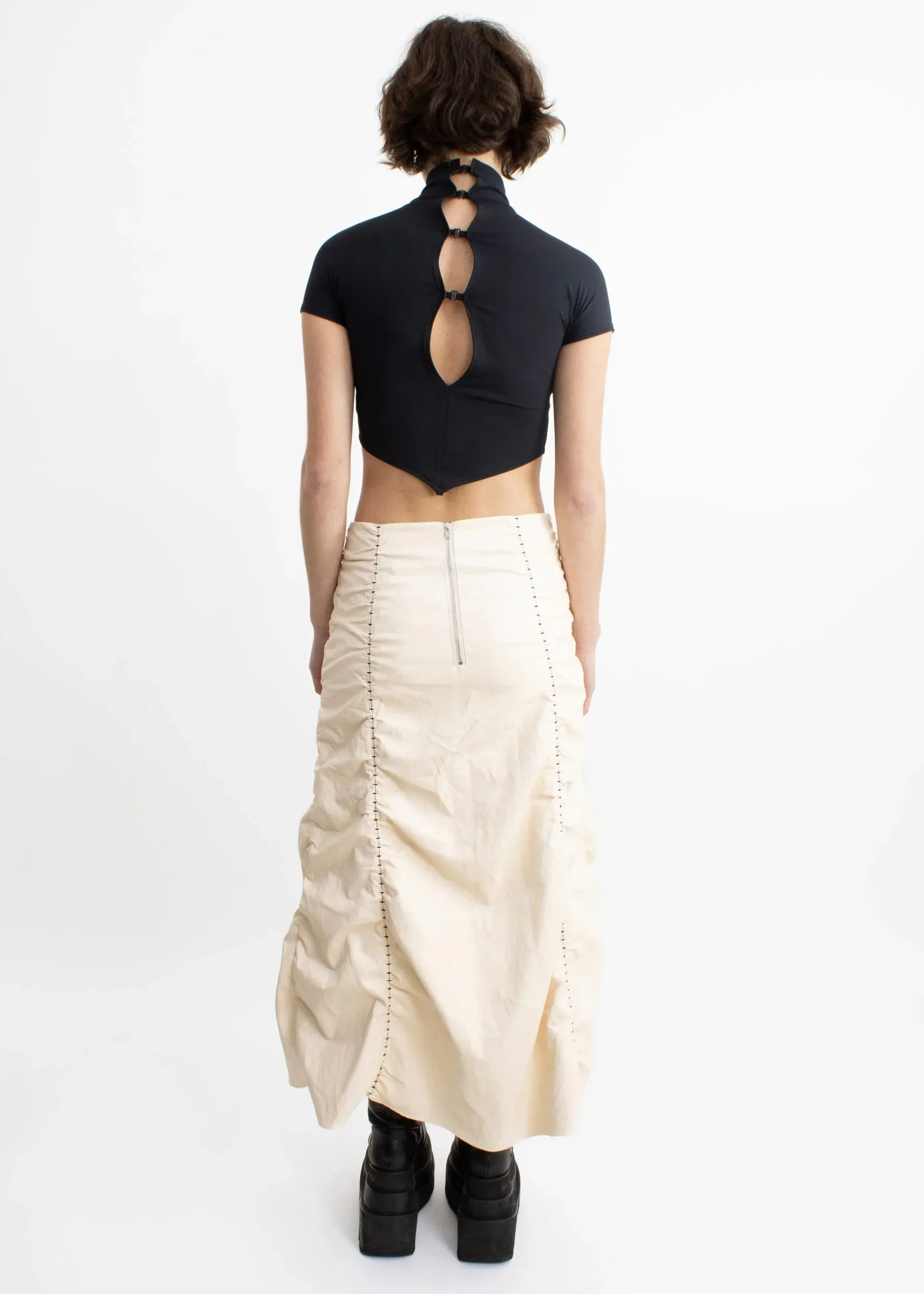 Crease faux leather maxi skirt