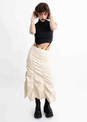 Crease faux leather maxi skirt