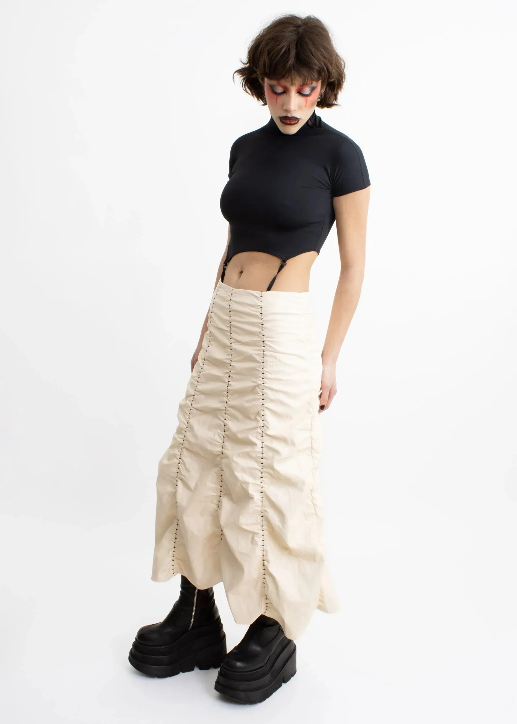 Crease faux leather maxi skirt
