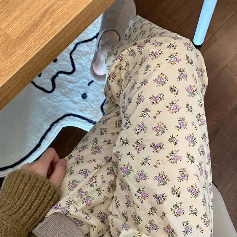 Cute Florals Casual Loose Pants
