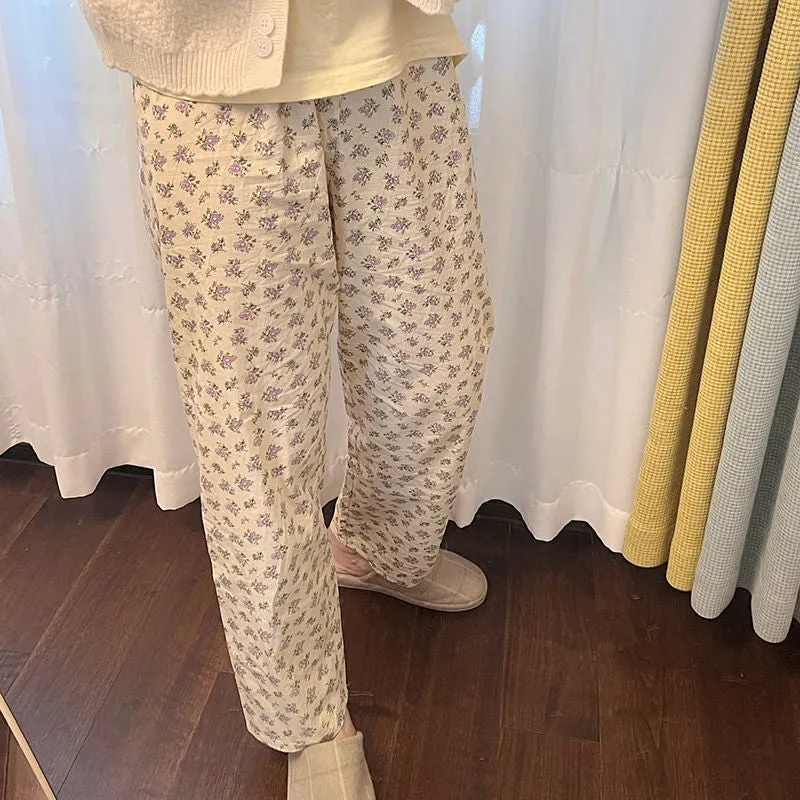 Cute Florals Casual Loose Pants