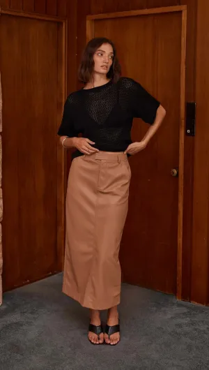 CYNTHIA PU MIDI SKIRT