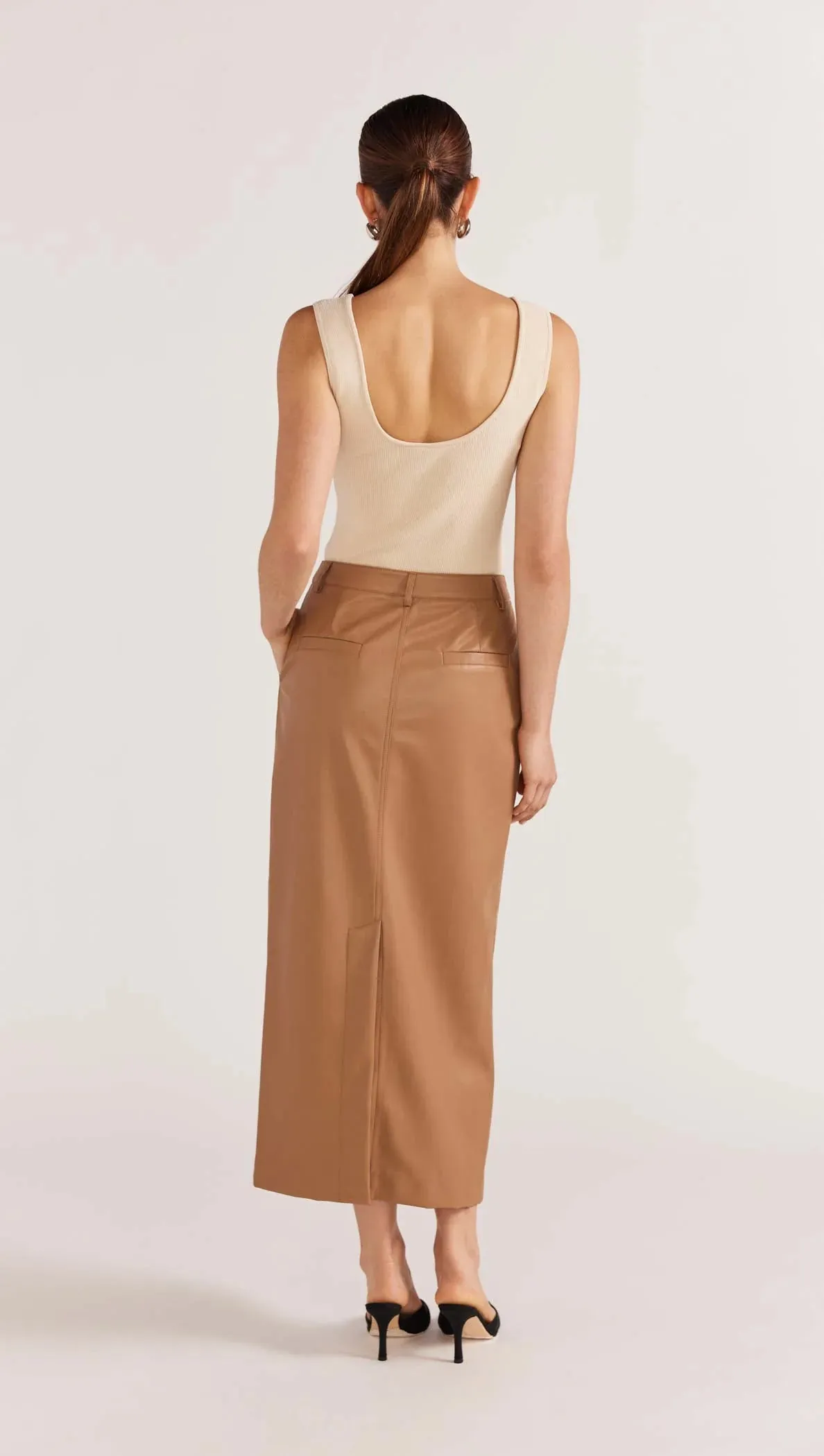CYNTHIA PU MIDI SKIRT