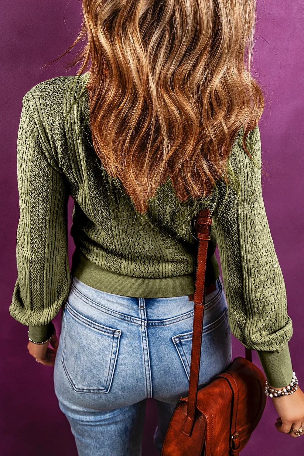 Cypress V Neck Buttoned Textured Sweater Cardigan