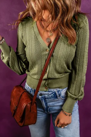 Cypress V Neck Buttoned Textured Sweater Cardigan