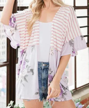 Danelle's Strip Floral Kimono