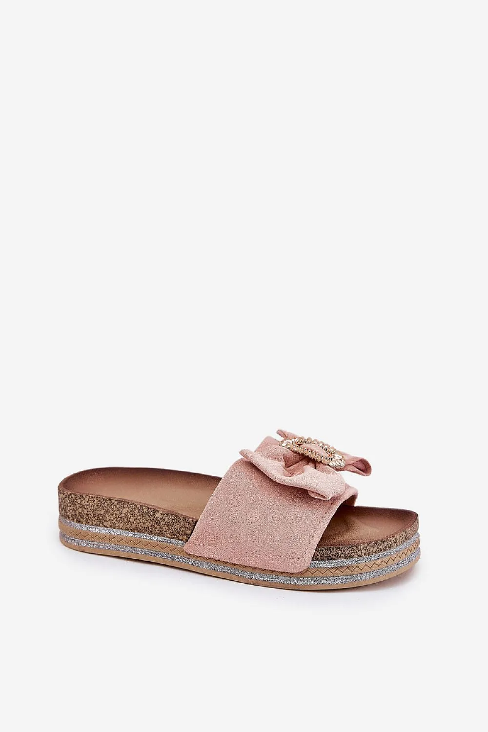 Decorative brooch eco suede slippers