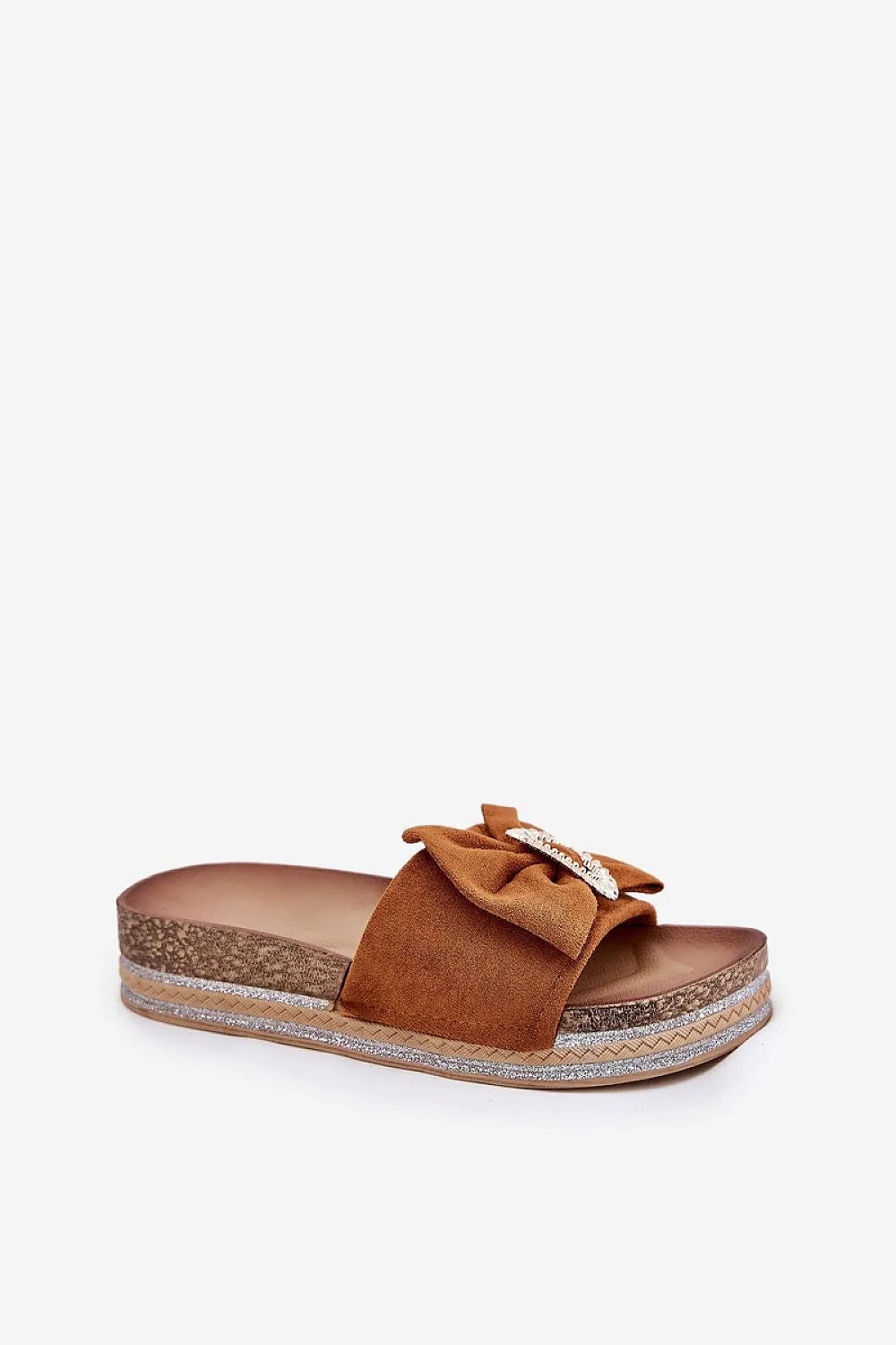 Decorative brooch eco suede slippers