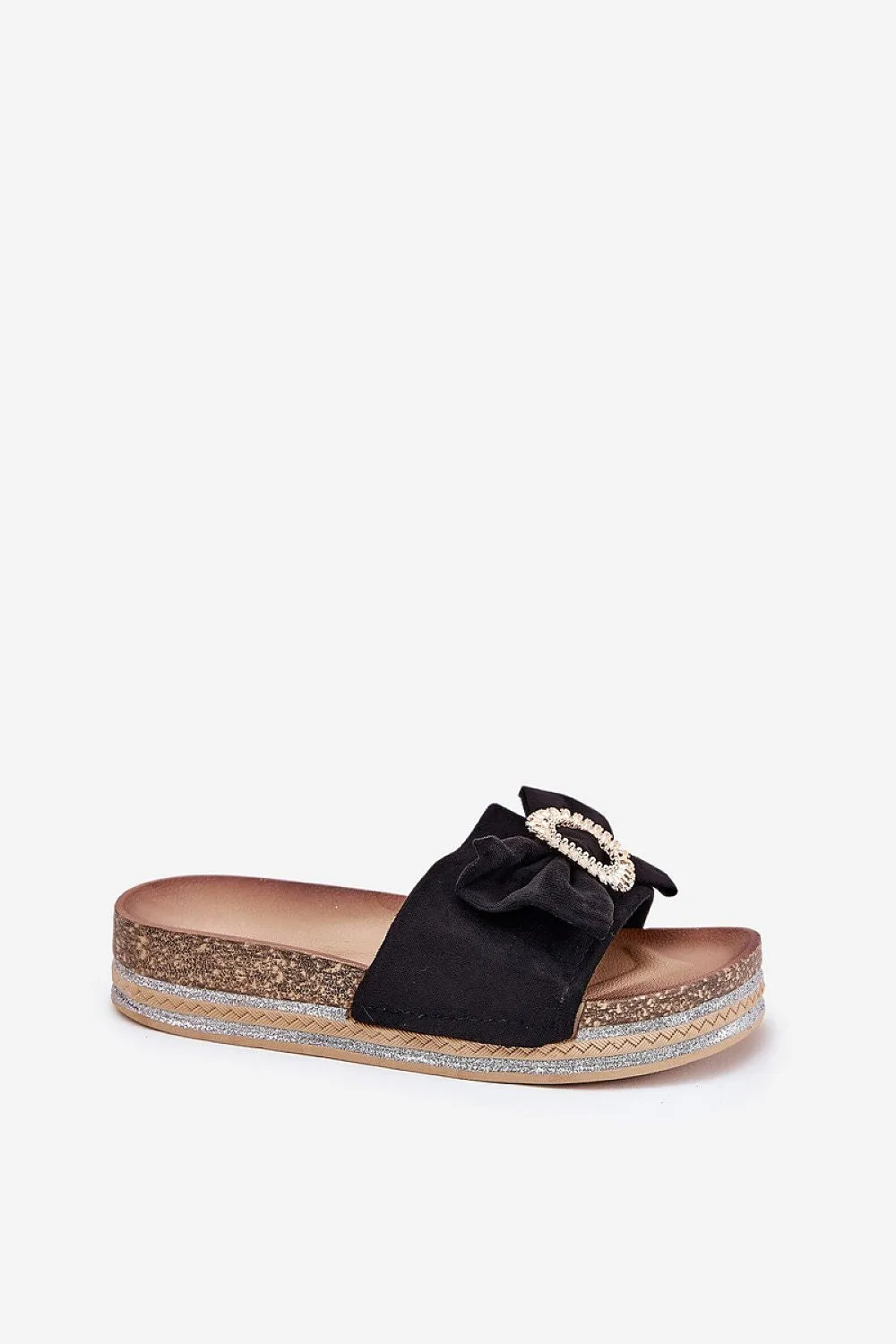 Decorative brooch eco suede slippers