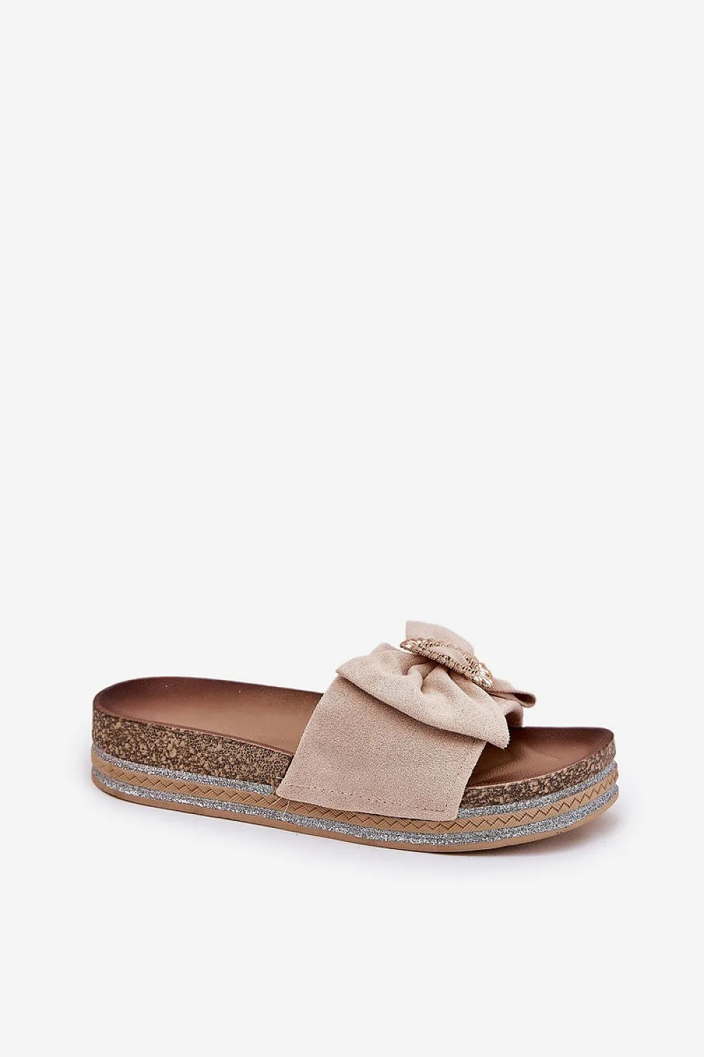 Decorative brooch eco suede slippers