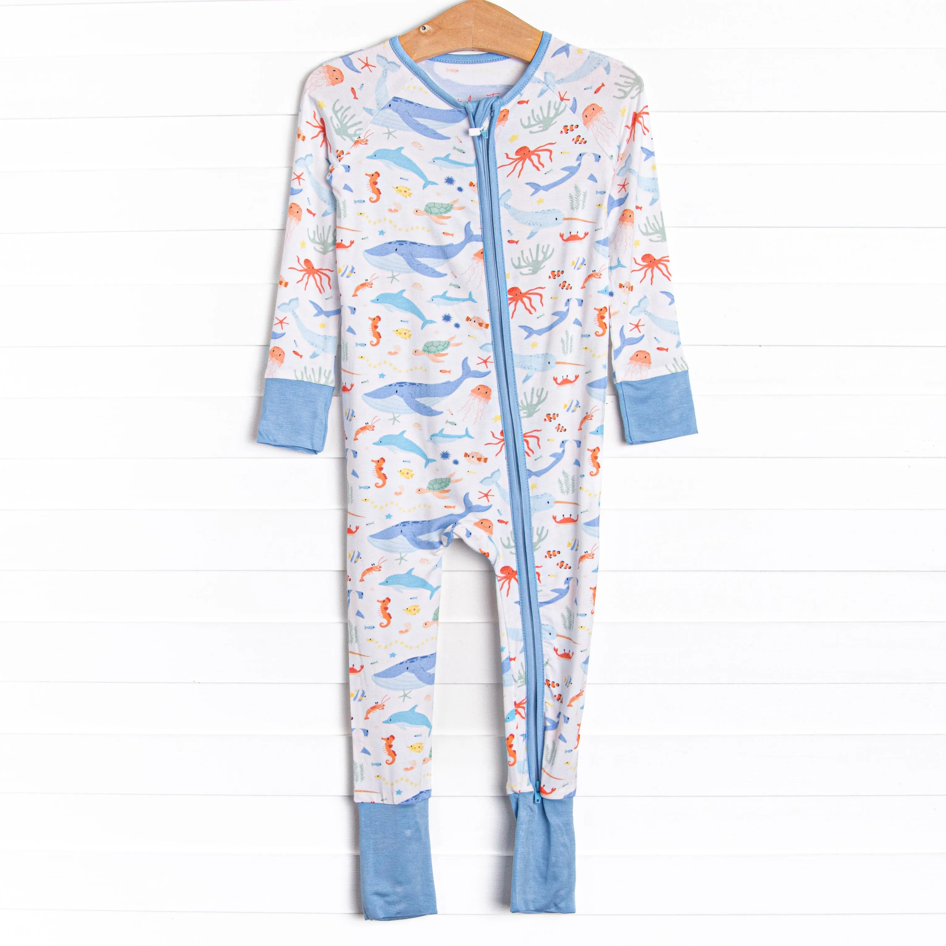 Deep Blue Discovery Bamboo Zippy Pajama, Blue