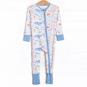 Deep Blue Discovery Bamboo Zippy Pajama, Blue