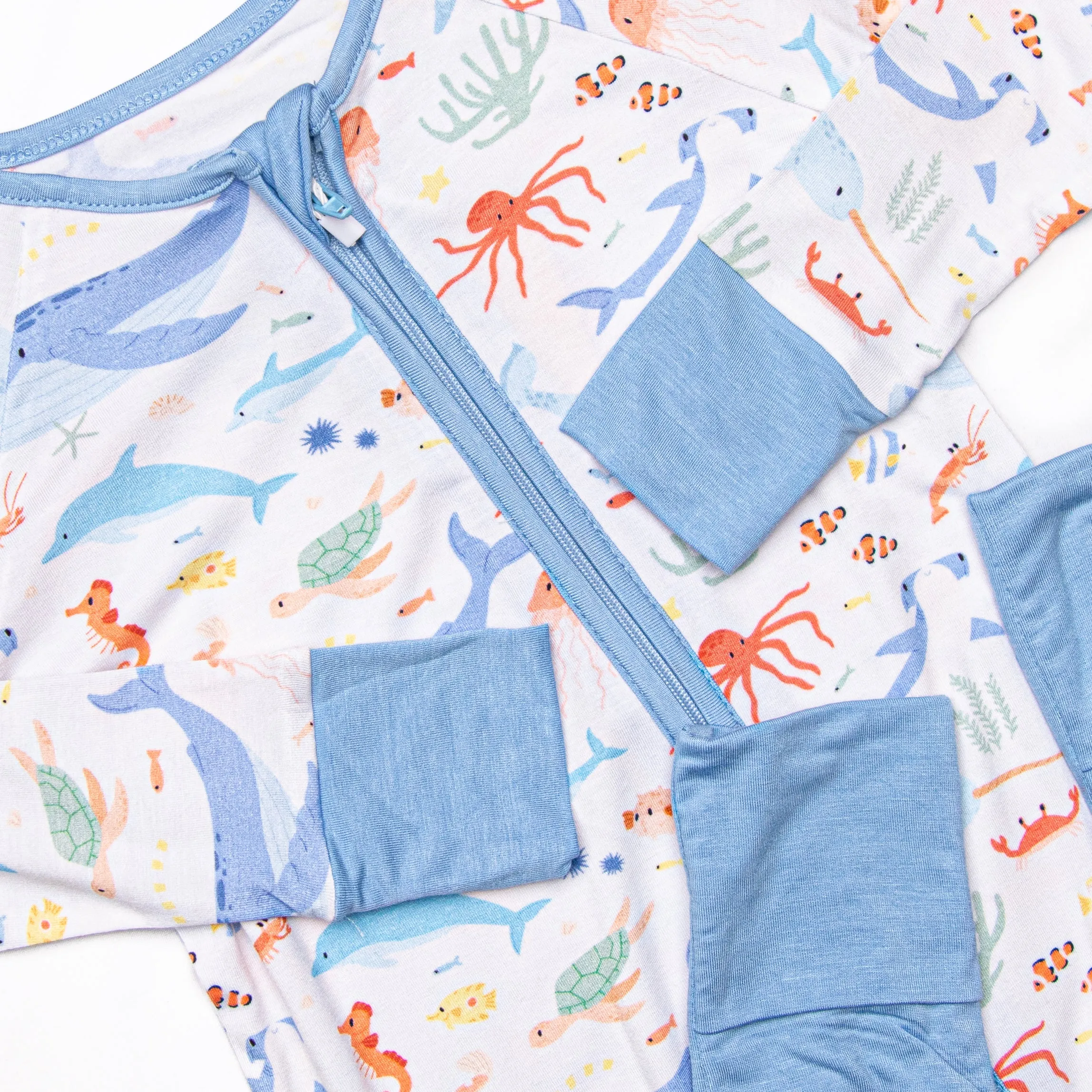 Deep Blue Discovery Bamboo Zippy Pajama, Blue