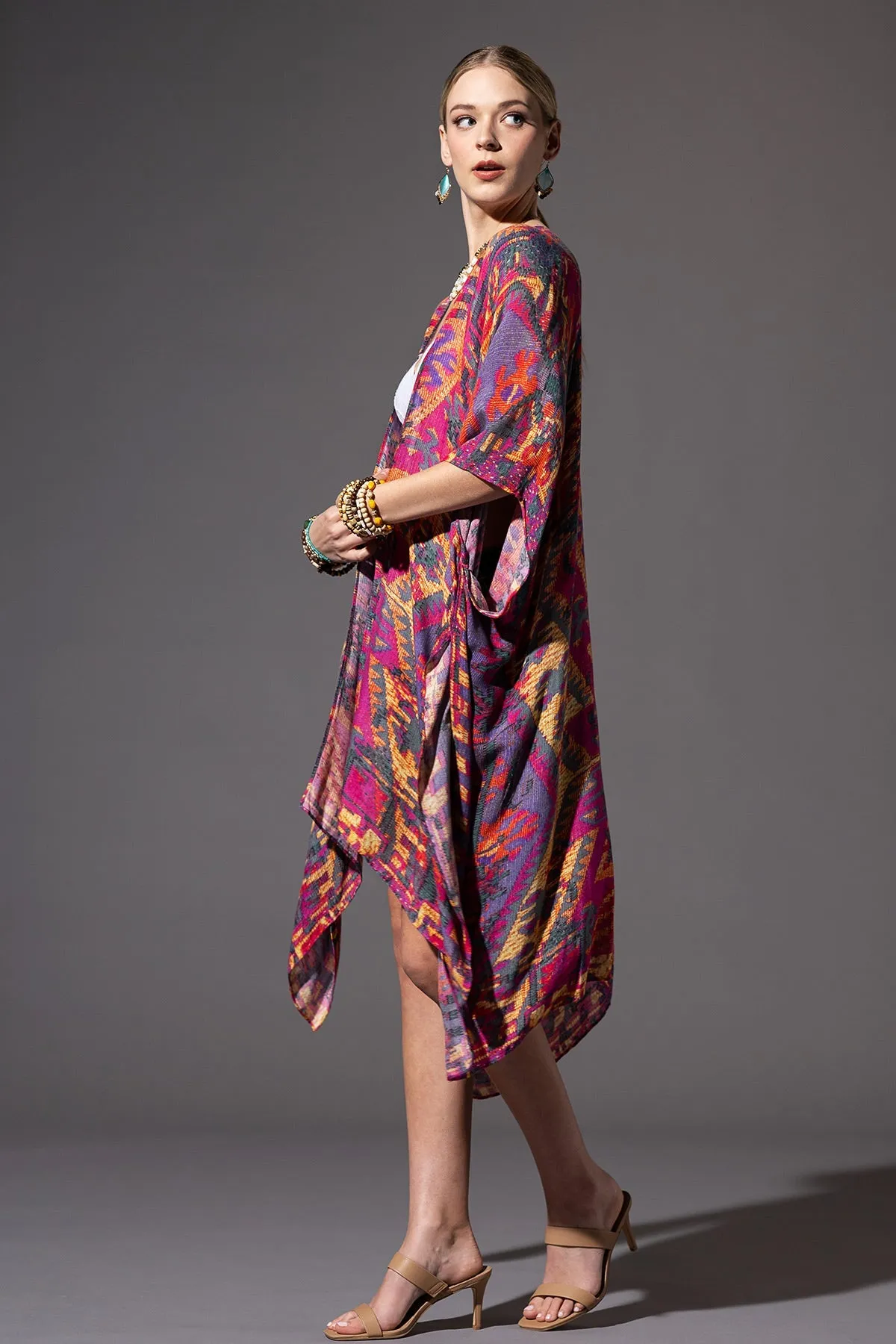 Diamond Floral Border Kimono