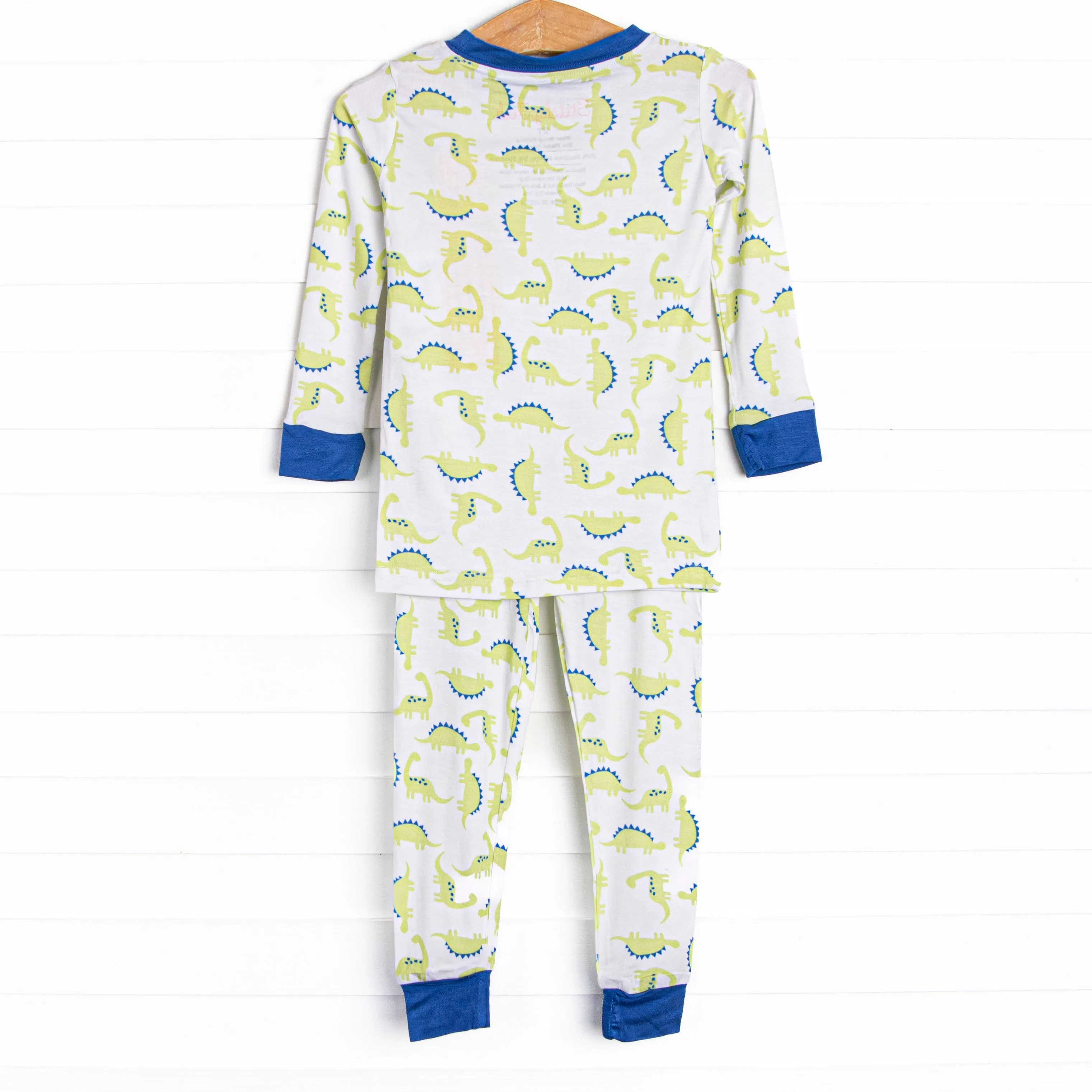 Dino Dudes Bamboo Pajama Set, Blue