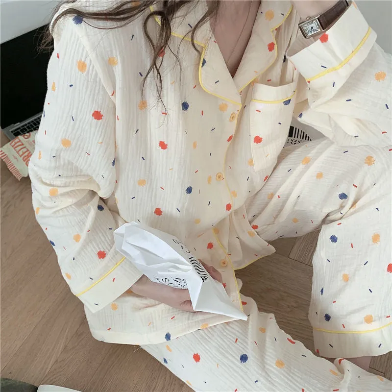 Dot Colorful Colors Pattern Sleepwear Pajamas Set