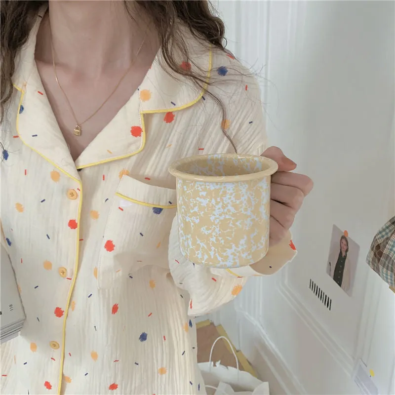 Dot Colorful Colors Pattern Sleepwear Pajamas Set