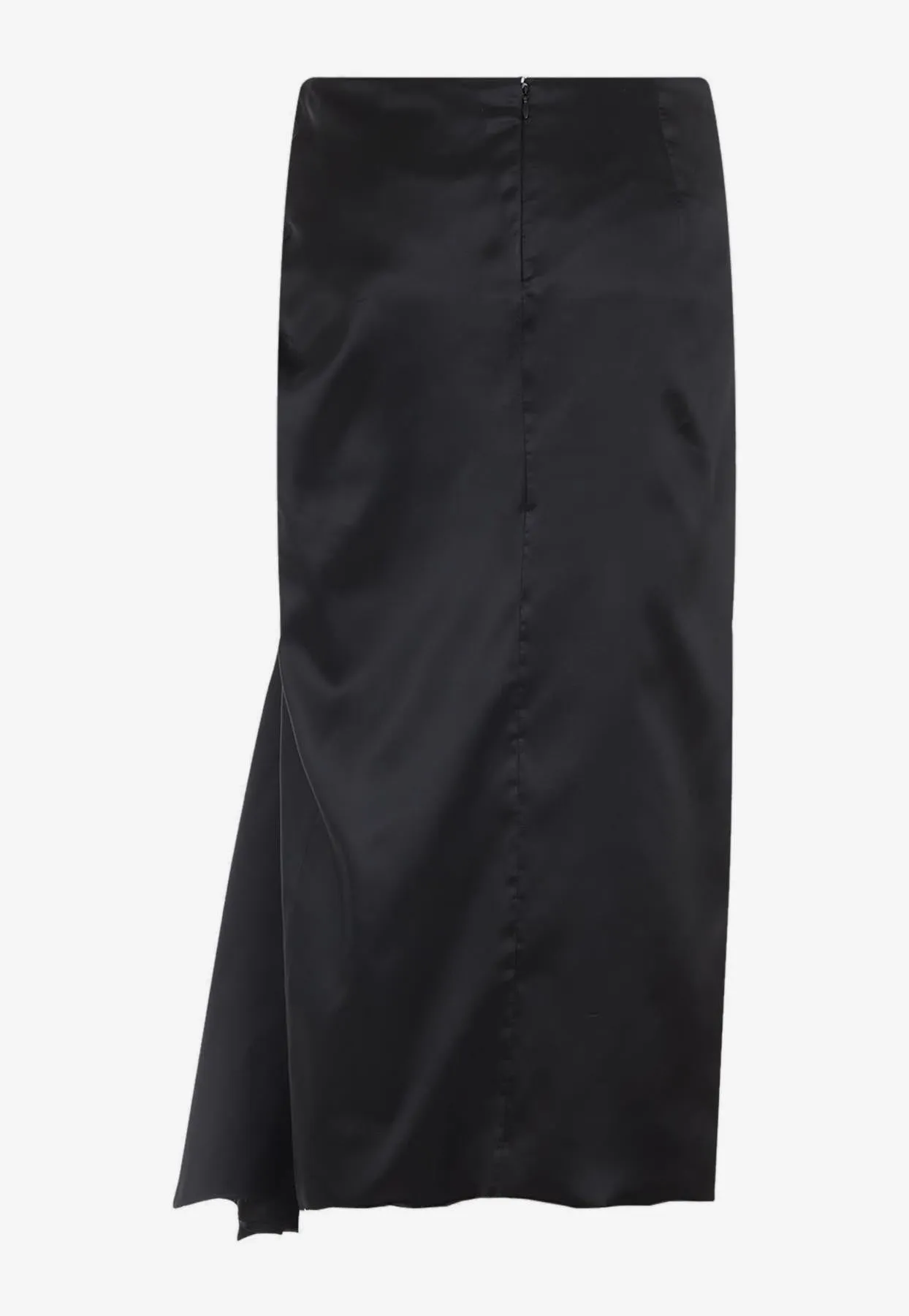 Draped Asymmetric Midi Skirt
