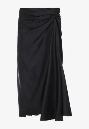 Draped Asymmetric Midi Skirt