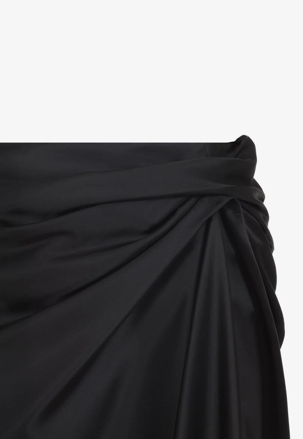 Draped Asymmetric Midi Skirt