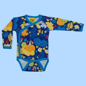 DUNS Fall Flowers Blue  - Kimono Wrap Vest