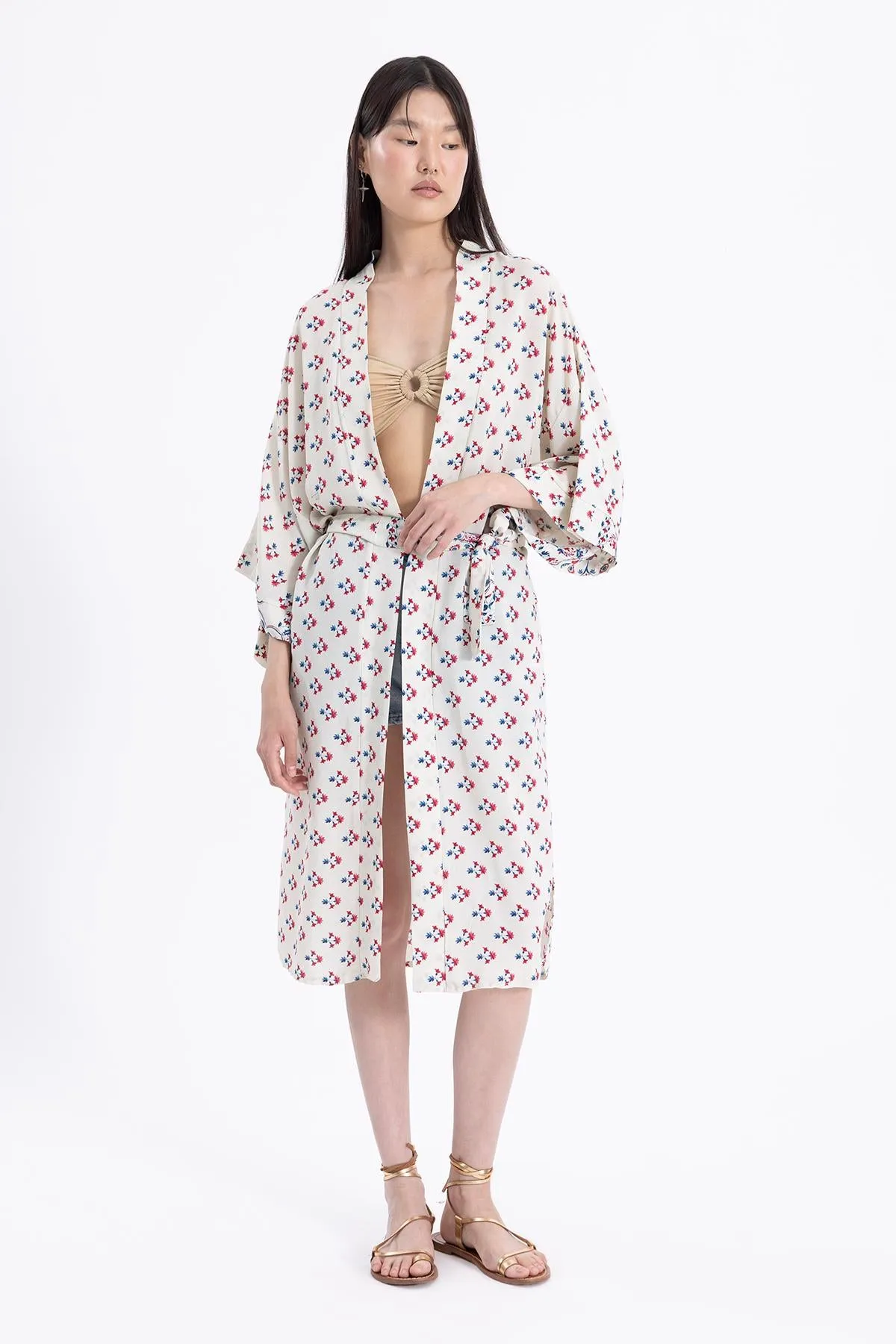 Ecru Floral Kimono