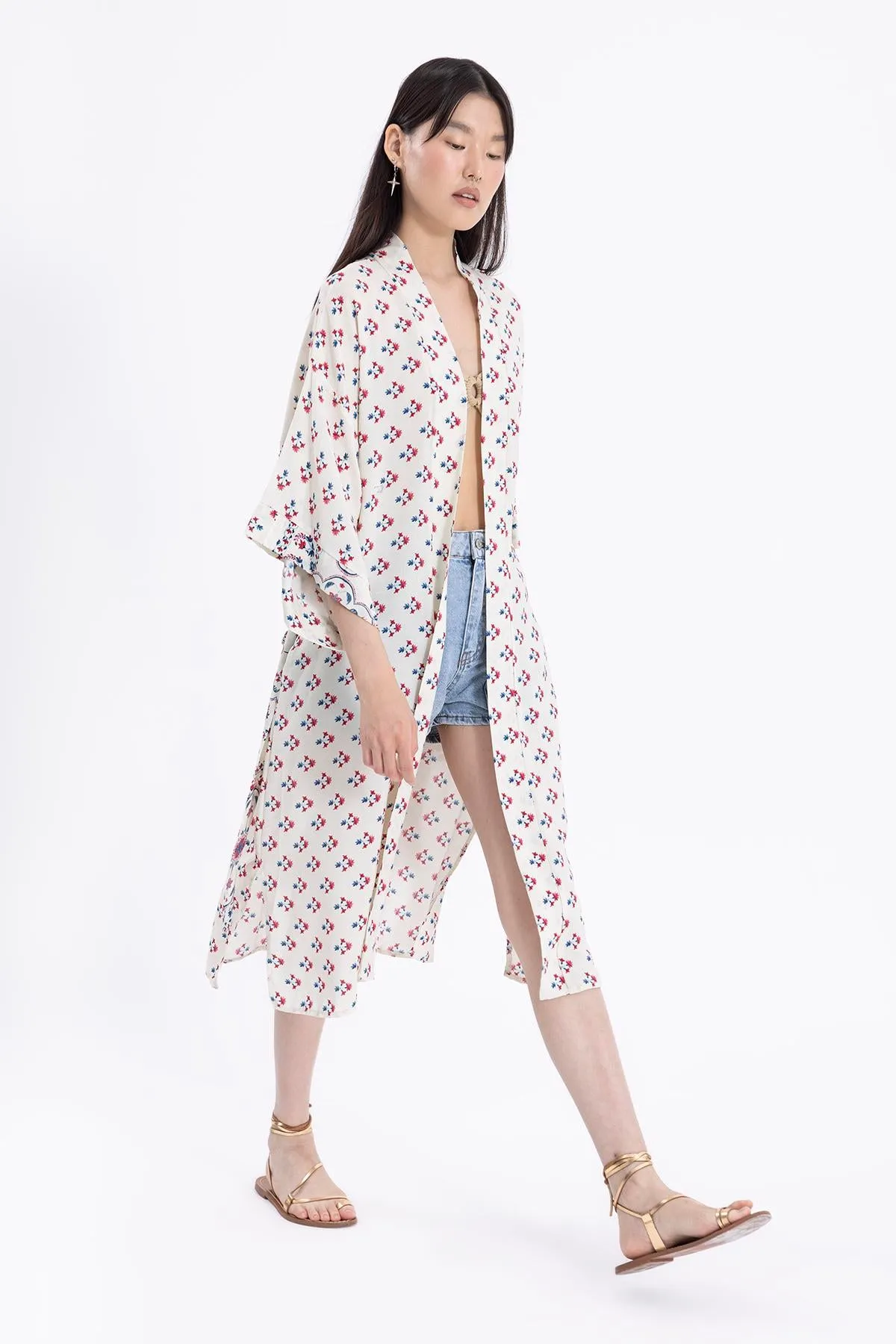 Ecru Floral Kimono