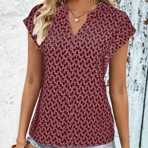 Edith - V-Neck T-Shirt with Print - Classic & Comfortable