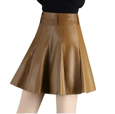 Elegant Leather Flare Skirt