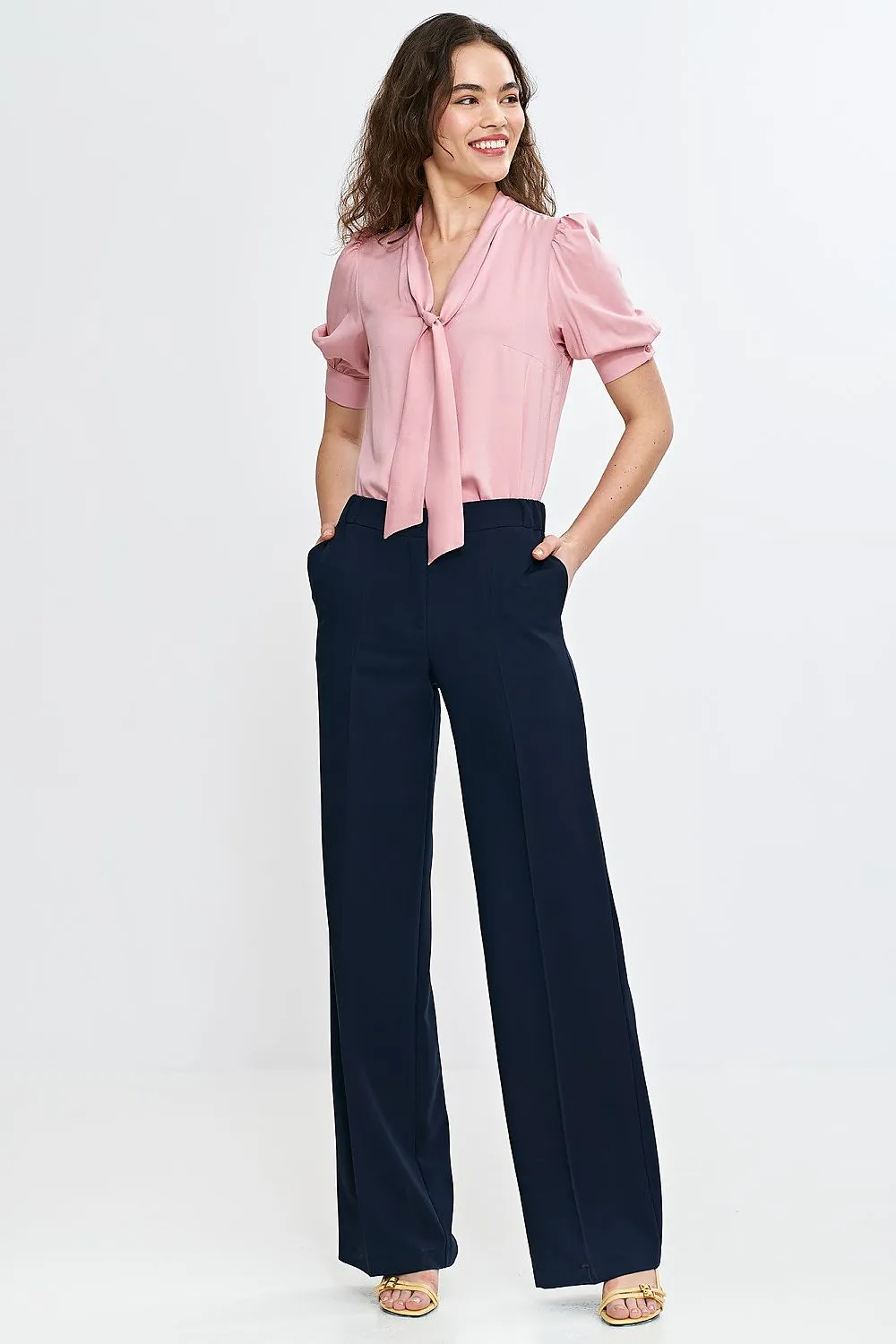 Elegant V-Neck Puff Blouse