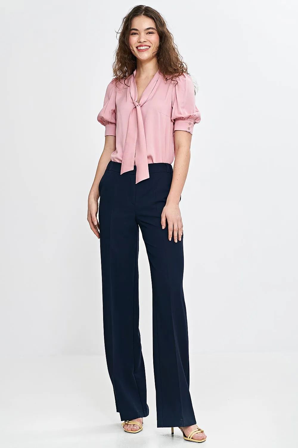 Elegant V-Neck Puff Blouse