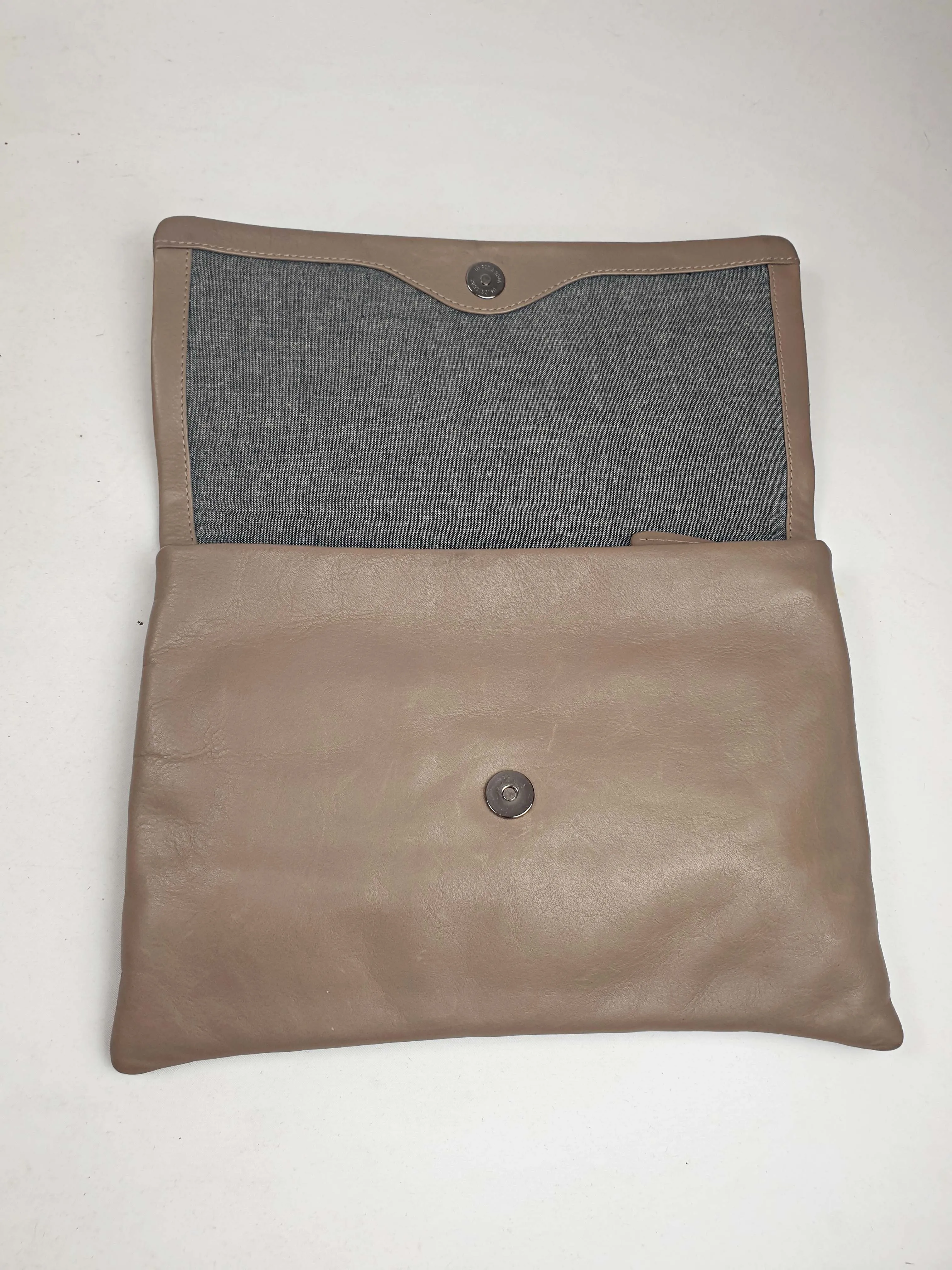 Elk brown leather textured cross body bag/clutch