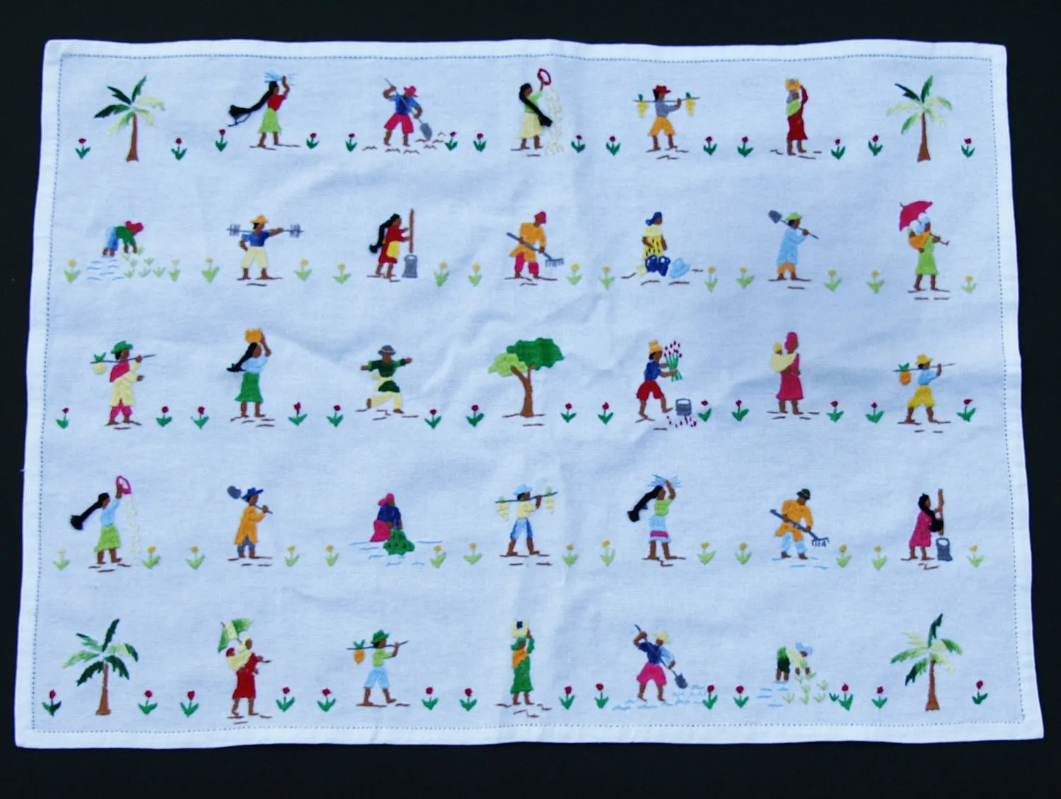 Embroidered African Art/ Place Mat/Tray Cloth/Frame Ready Art