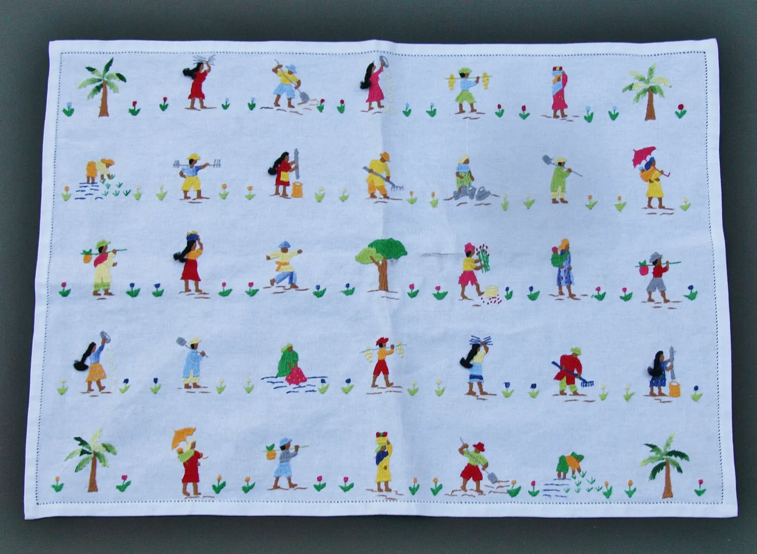 Embroidered African Art/ Place Mat/Tray Cloth/Frame Ready Art