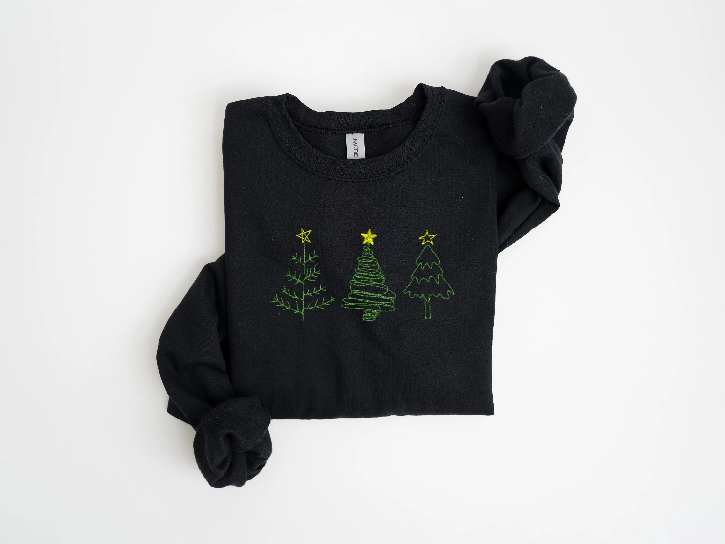 Embroidered Three Tree Christmas Morning Sweatshirt