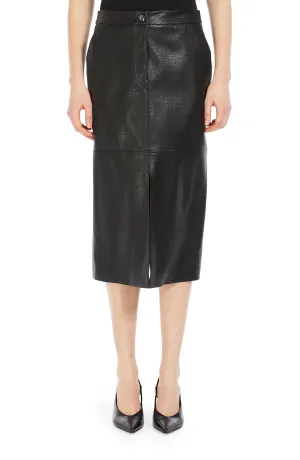 Ethel Croc Embossed Faux Leather Pencil Skirt