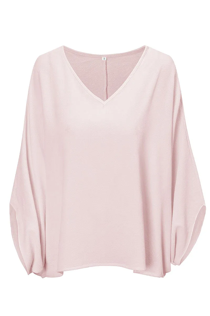 Fashion Street Solid V Neck Tops(3 Colors)
