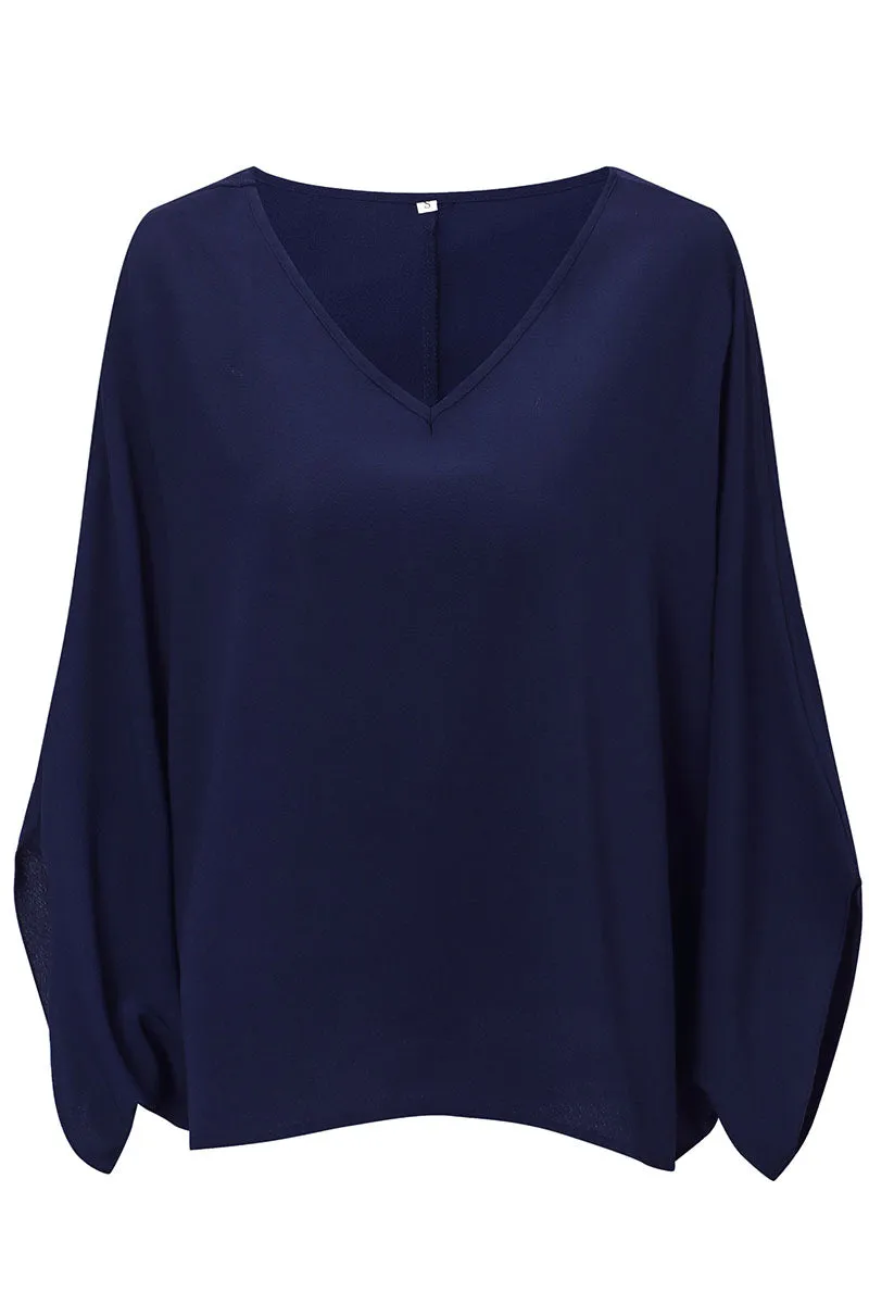 Fashion Street Solid V Neck Tops(3 Colors)