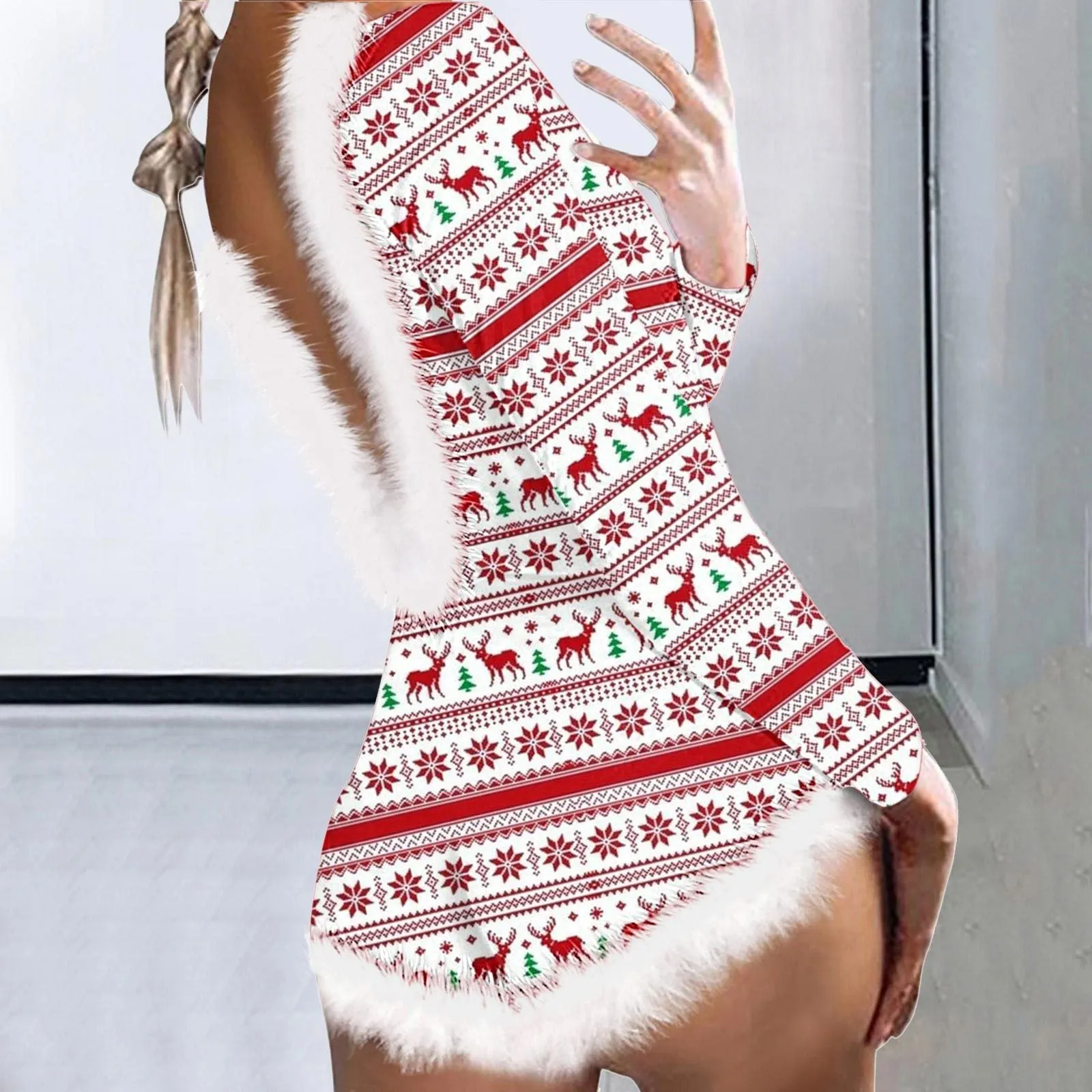 Festive and Cozy Christmas Print Jumpsuit Pajamas