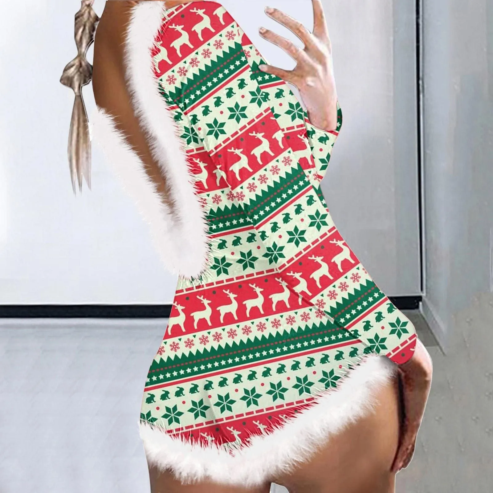 Festive and Cozy Christmas Print Jumpsuit Pajamas