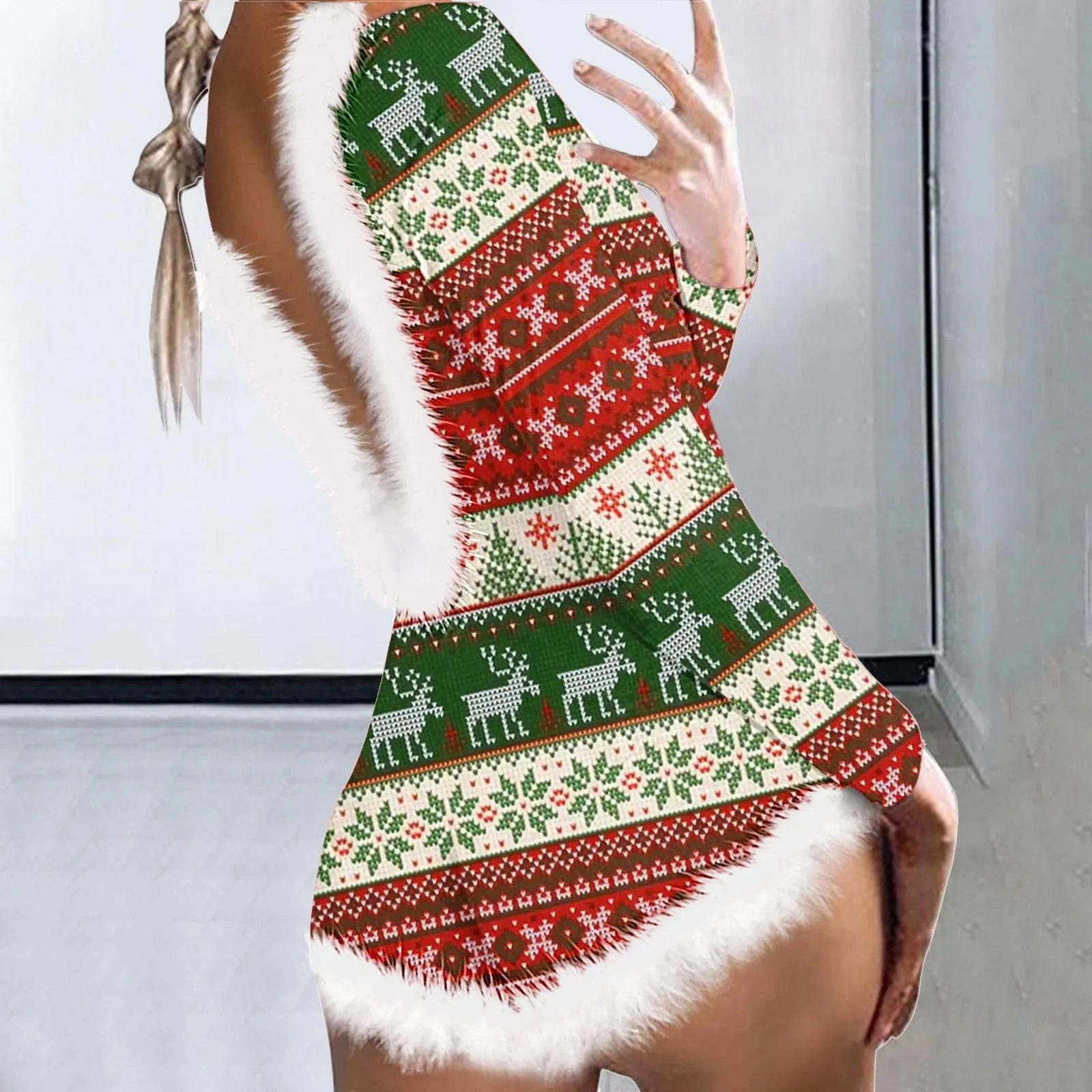 Festive and Cozy Christmas Print Jumpsuit Pajamas