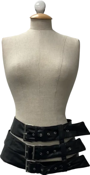 Finesse Kristin Black Vegan Leather Skirt UK XS