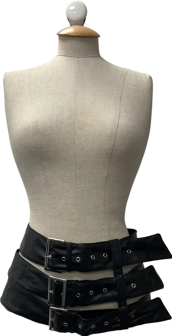 Finesse Kristin Black Vegan Leather Skirt UK XS