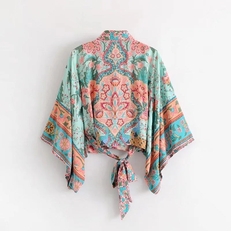 Floral Bow Tie Kimono