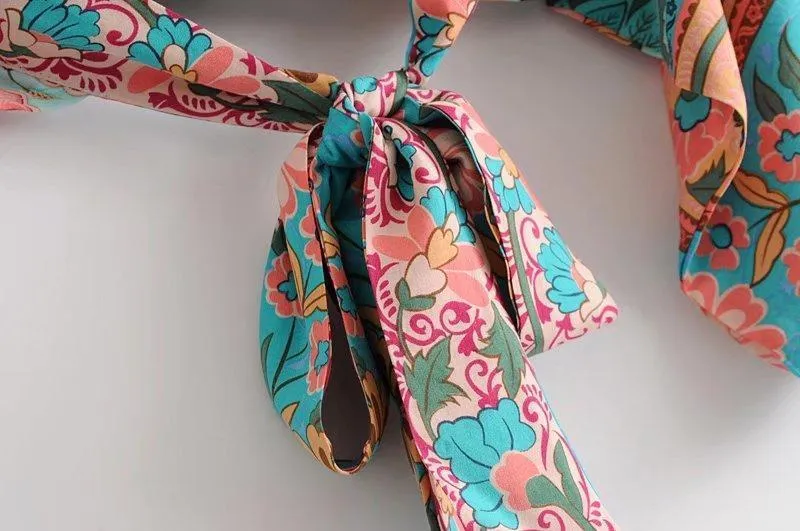Floral Bow Tie Kimono